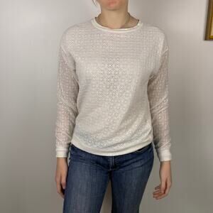 REISS WHITE EYELET LONG SLEEVE SHIRT SIZE 2